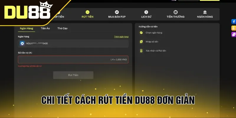 Chi tiết cách rút tiền Du88 đơn giản
